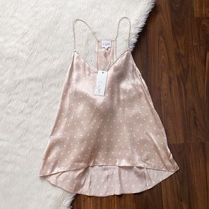 Cami NYC Blush Pink Polka Dot Satin Cami Tank